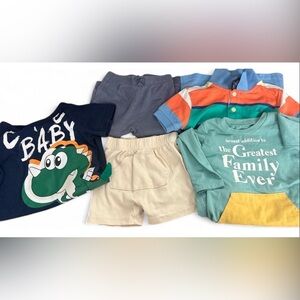 Nautica & Okie Dokie Boys 12M Bundle of 5 Colorful Baby Tops & Bottoms